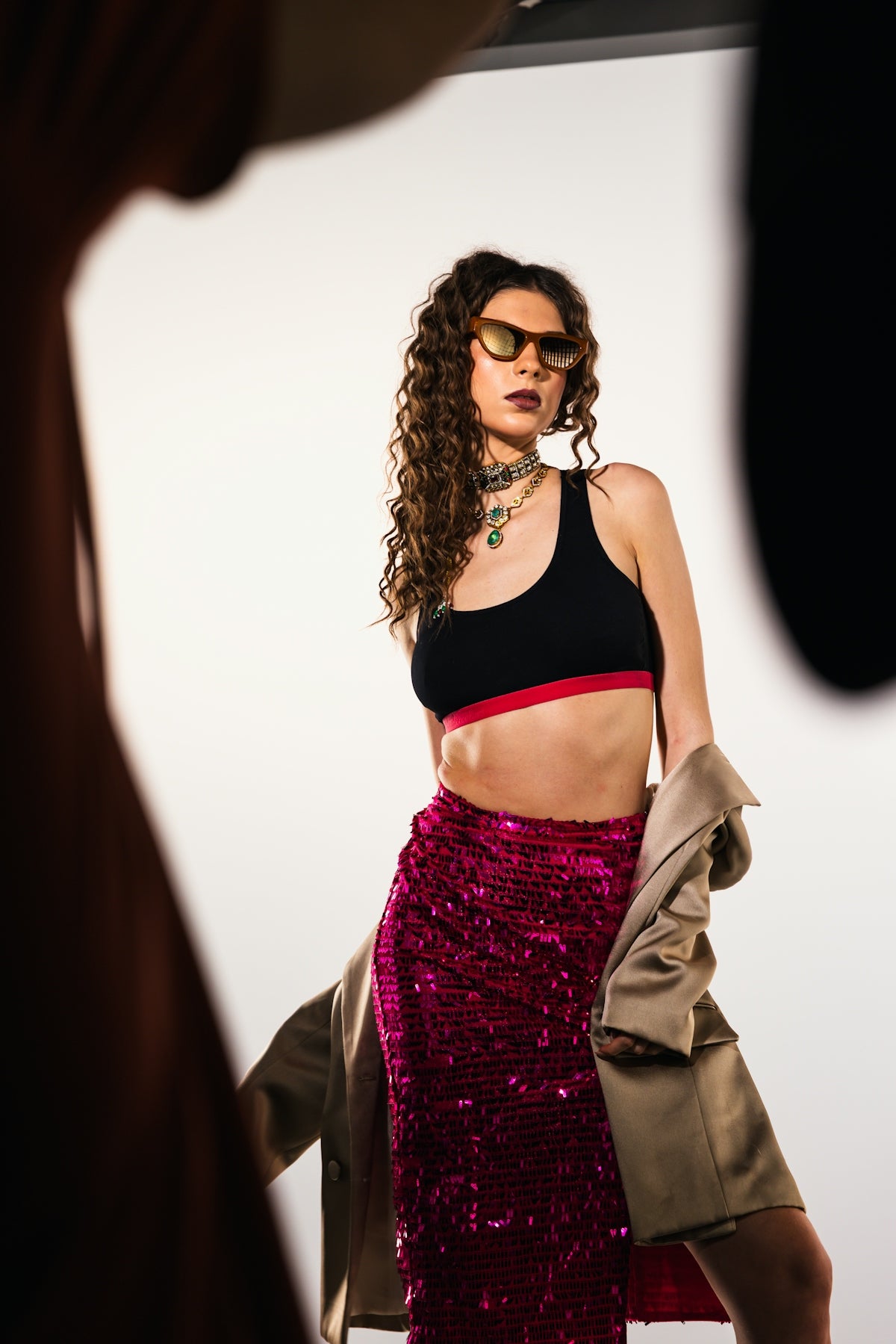 Fashion model posing for a photoshoot.