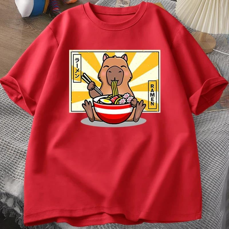 Capybara Cotton T-shirt Men's Clothing Oversized - My Store