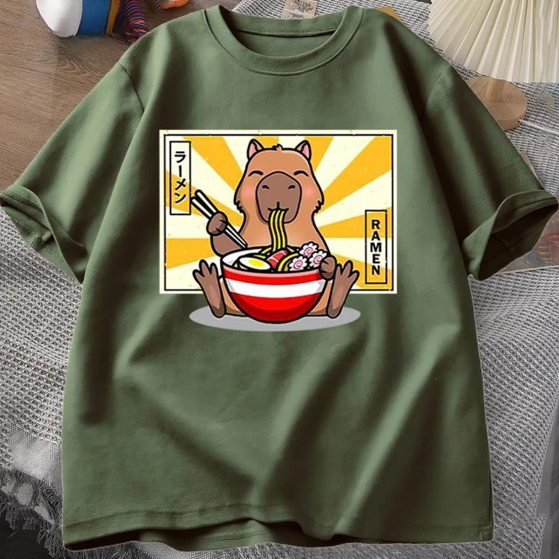 Capybara Cotton T-shirt Men's Clothing Oversized - My Store