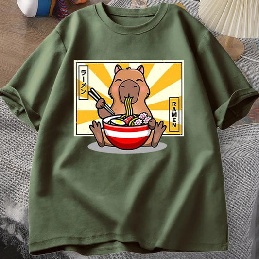 Capybara Cotton T-shirt Men's Clothing Oversized - My Store