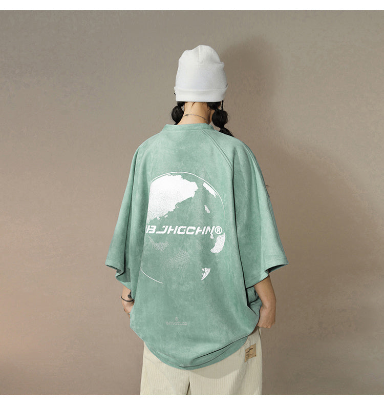 Summer Plus Size OVERSIZE Loose Suede T-shirt Short Sleeve Top - My Store