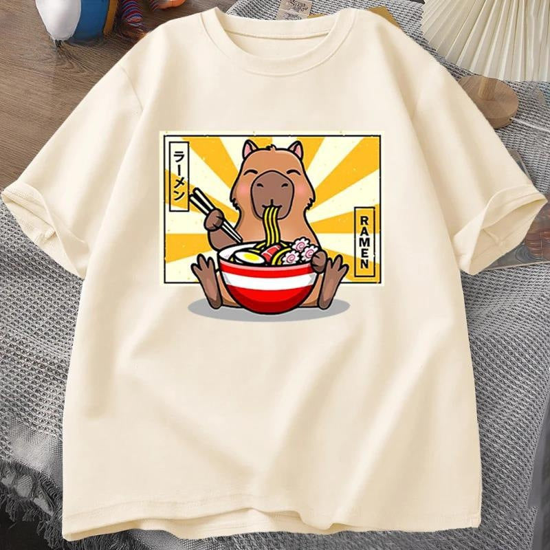 Capybara Cotton T-shirt Men's Clothing Oversized - My Store