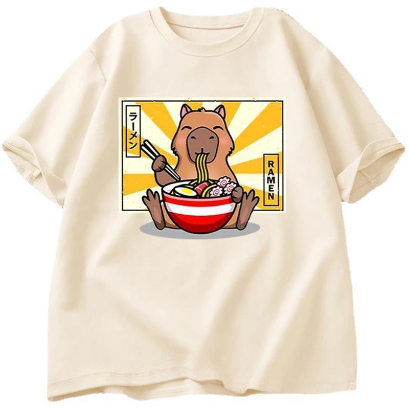 Capybara Cotton T-shirt Men's Clothing Oversized - My Store