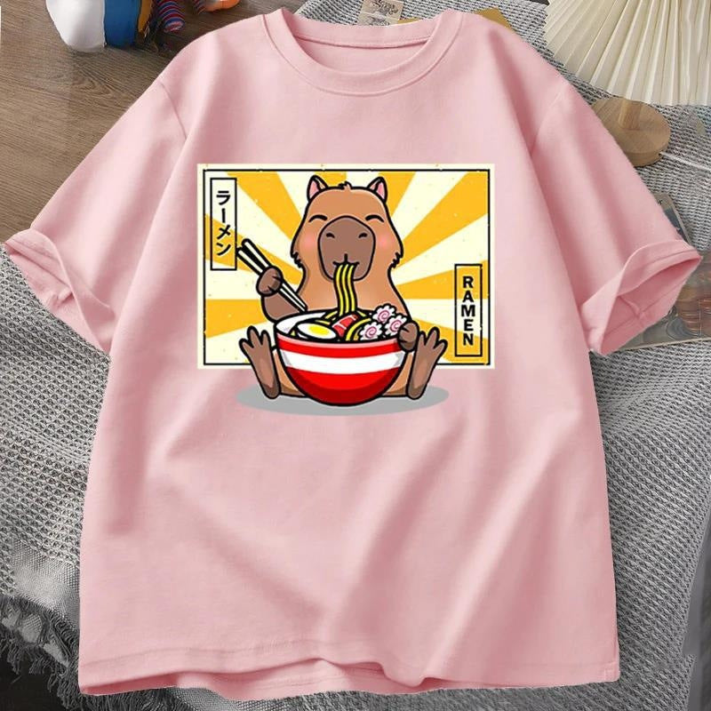 Capybara Cotton T-shirt Men's Clothing Oversized - My Store