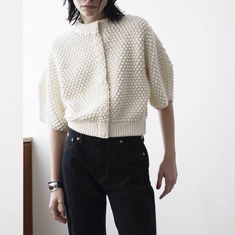 Japanese Spring and Autumn niche design wave point air-conditioned room cardigan sweater - My Store