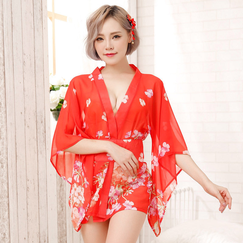 Sexy Japanese Printed Kimono Cosplay Uniform Suit Women's Erotic Lingerie Plus Size - My Store