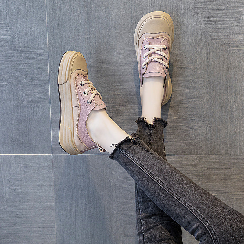 Women's Fashion Leather Casual Platform Sneakers - My Store