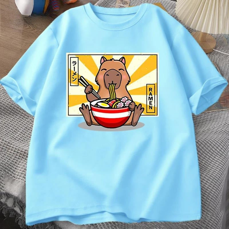 Capybara Cotton T-shirt Men's Clothing Oversized - My Store