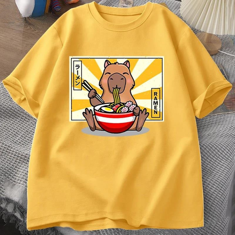 Capybara Cotton T-shirt Men's Clothing Oversized - My Store